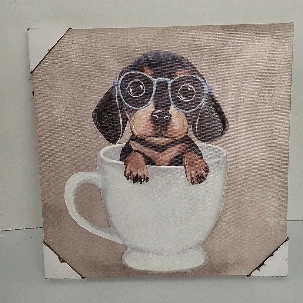 Beagle In‎ Tea Cup Wall Art Canvas